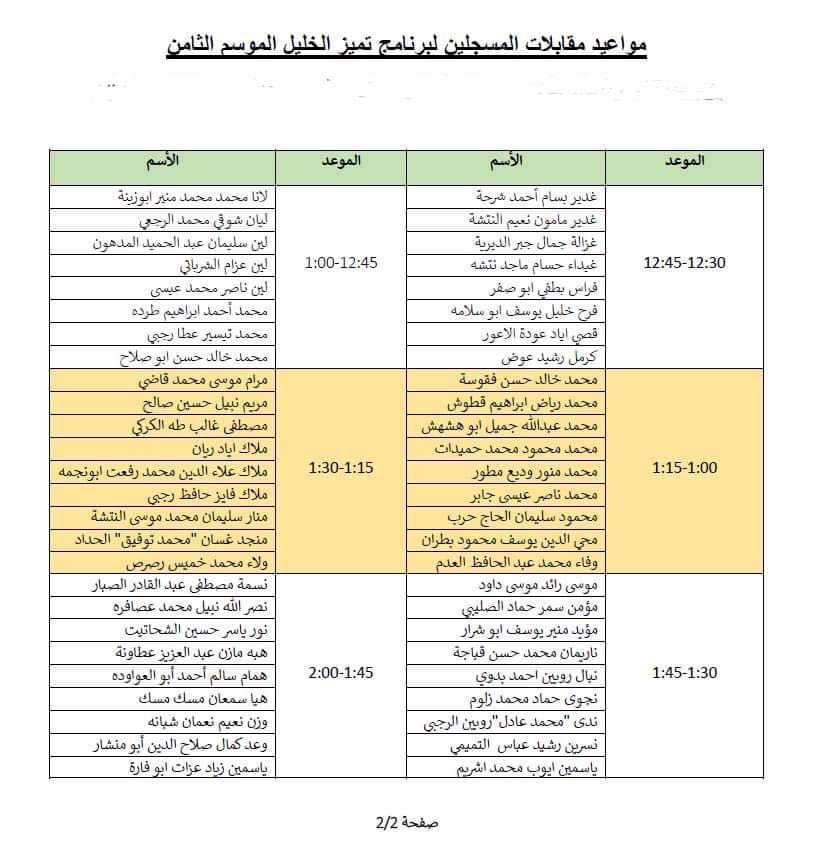 اعلان مواعيد مقابلات فريق تميز الموسم الثامن