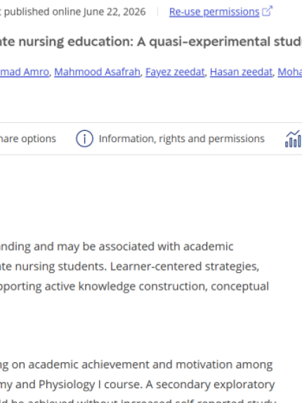 Palestine Polytechnic University (PPU) - بمشاركة طلبتها.. كلية التمريض في "البوليتكنك" تحقق إنجازاً بحثياً دولياً بنشر دراسة حول الخرائط الذهنية